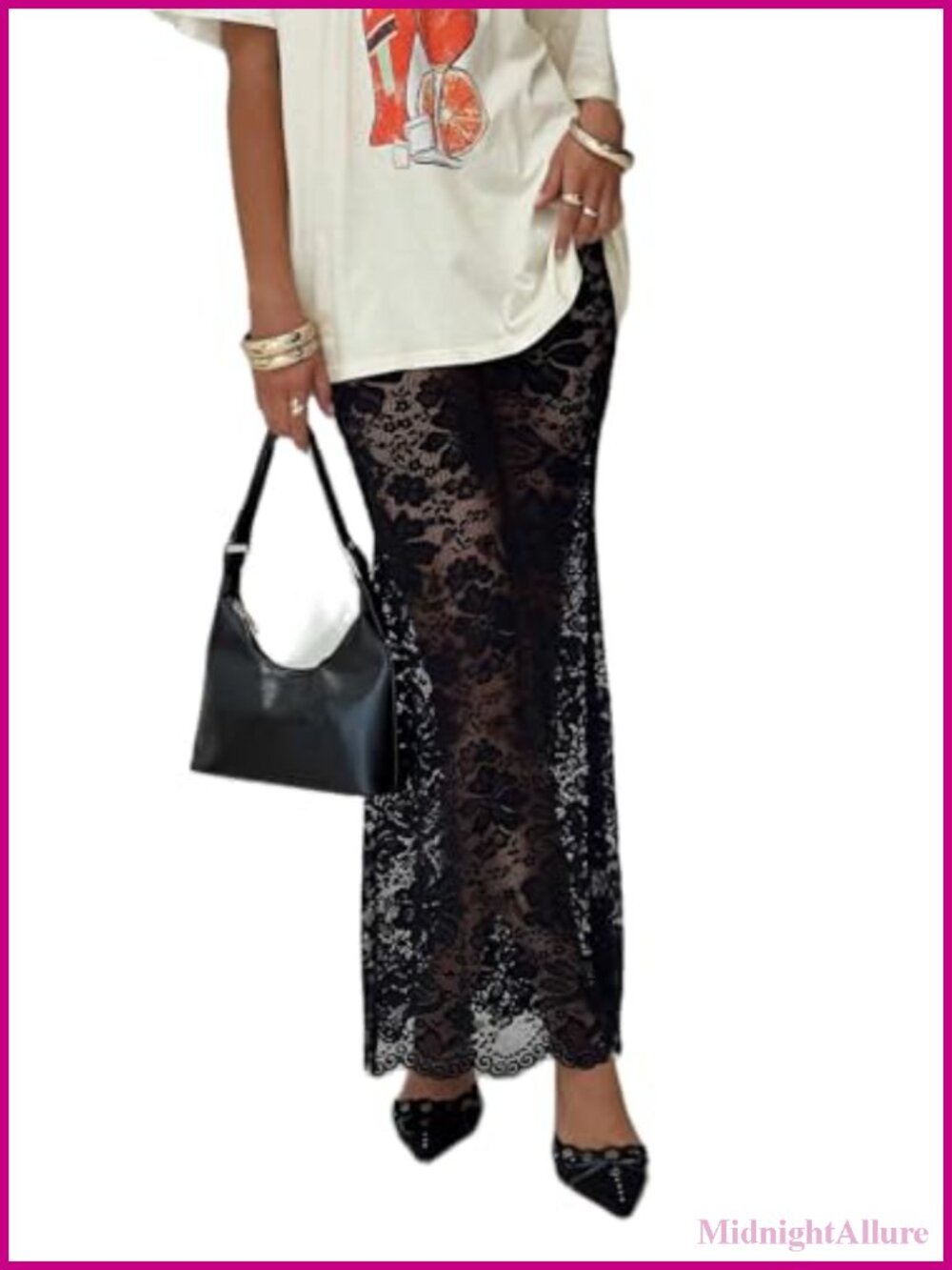 Sheer Lace Maxi Skirt Y2K Women Beach Coverup High Low Bodycon